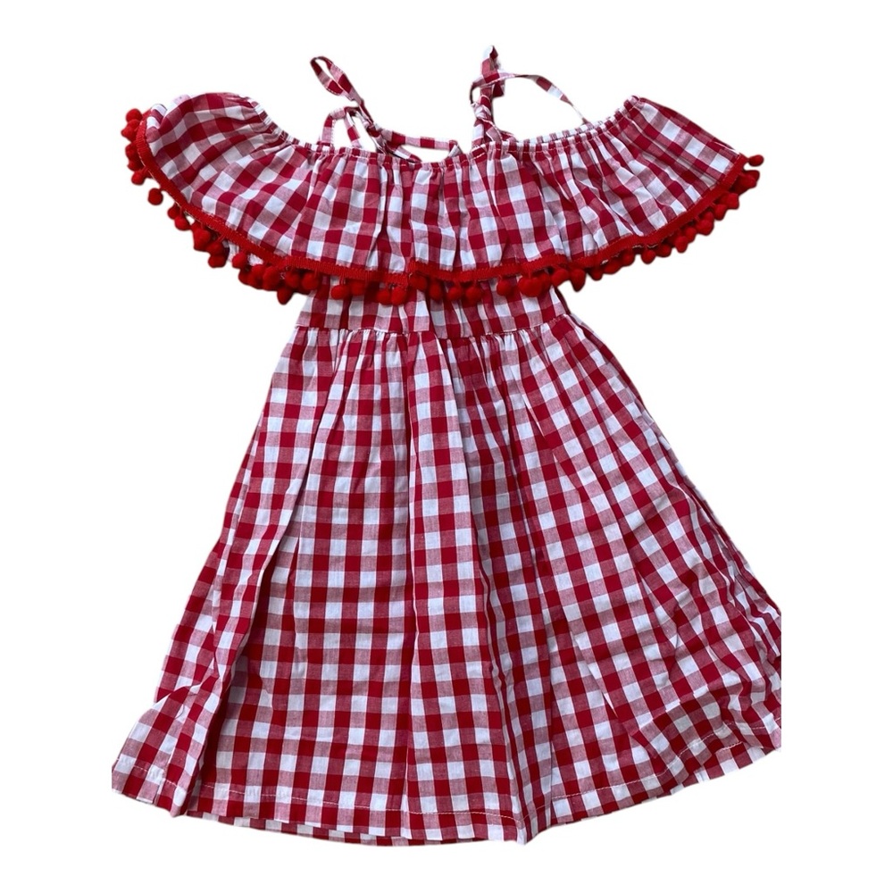 Toddler and Little Girls Gingham Ruffle Dress K105